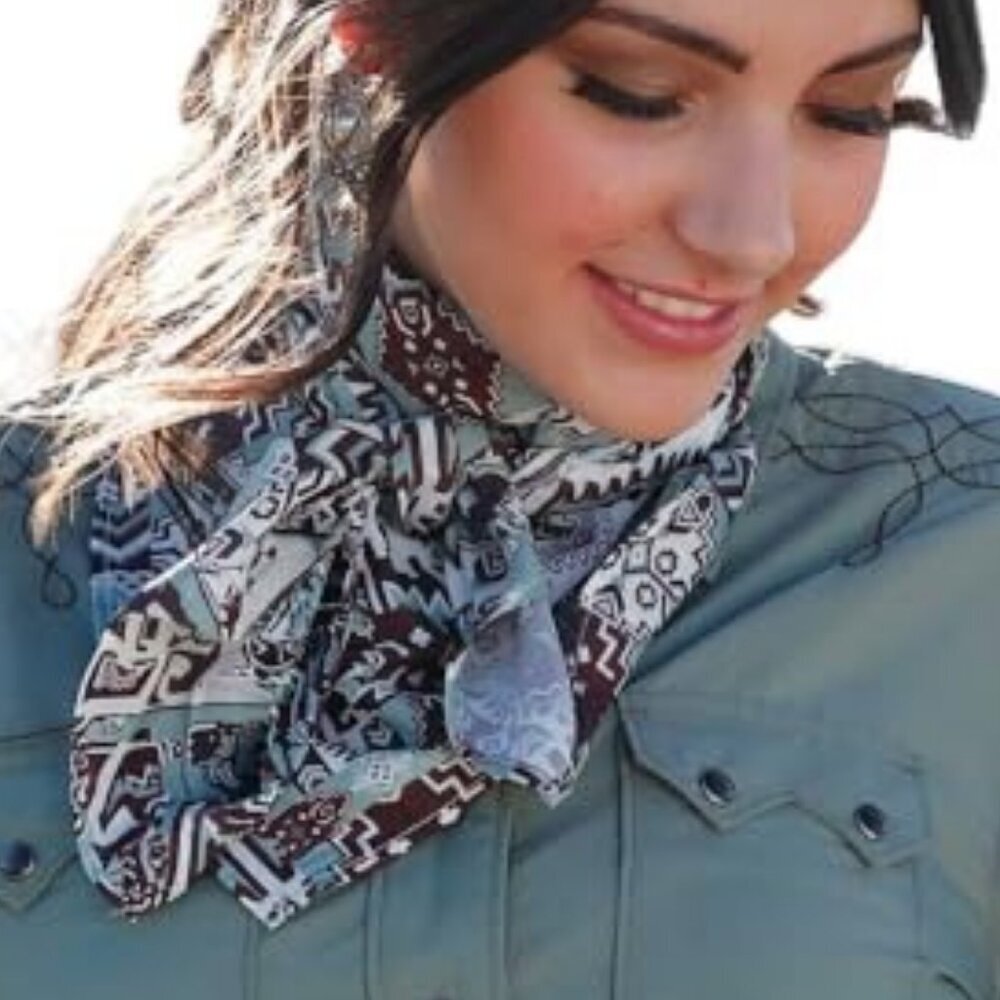 Cruel Denim Aztec Print Wild Rag Bandana Handkerchief 33"x33" Green